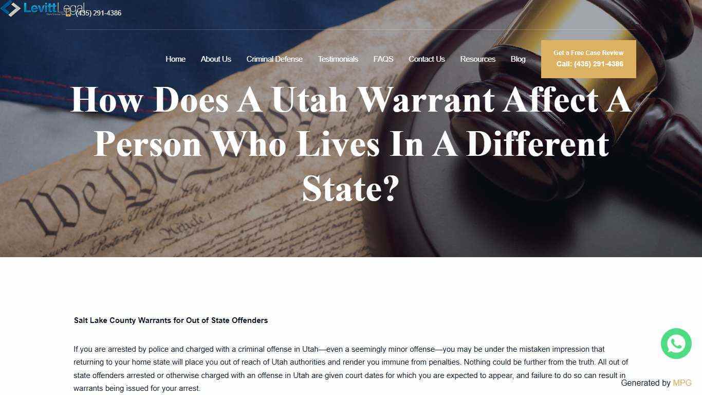 How Does A Utah Warrant Affect A Person Who Lives In A Different State? - Levitt Legal, PLLC.