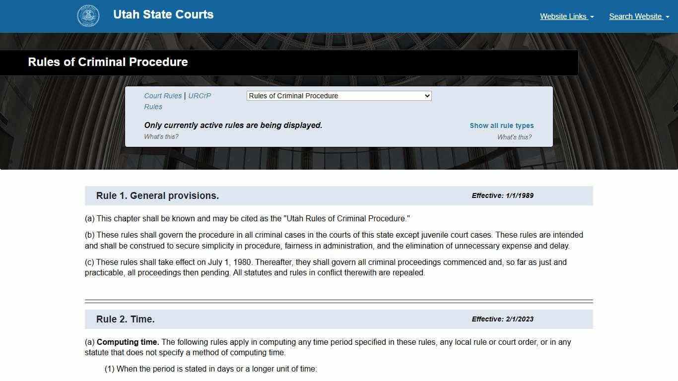 Rules of Criminal Procedure (All Rules) - Utah Courts