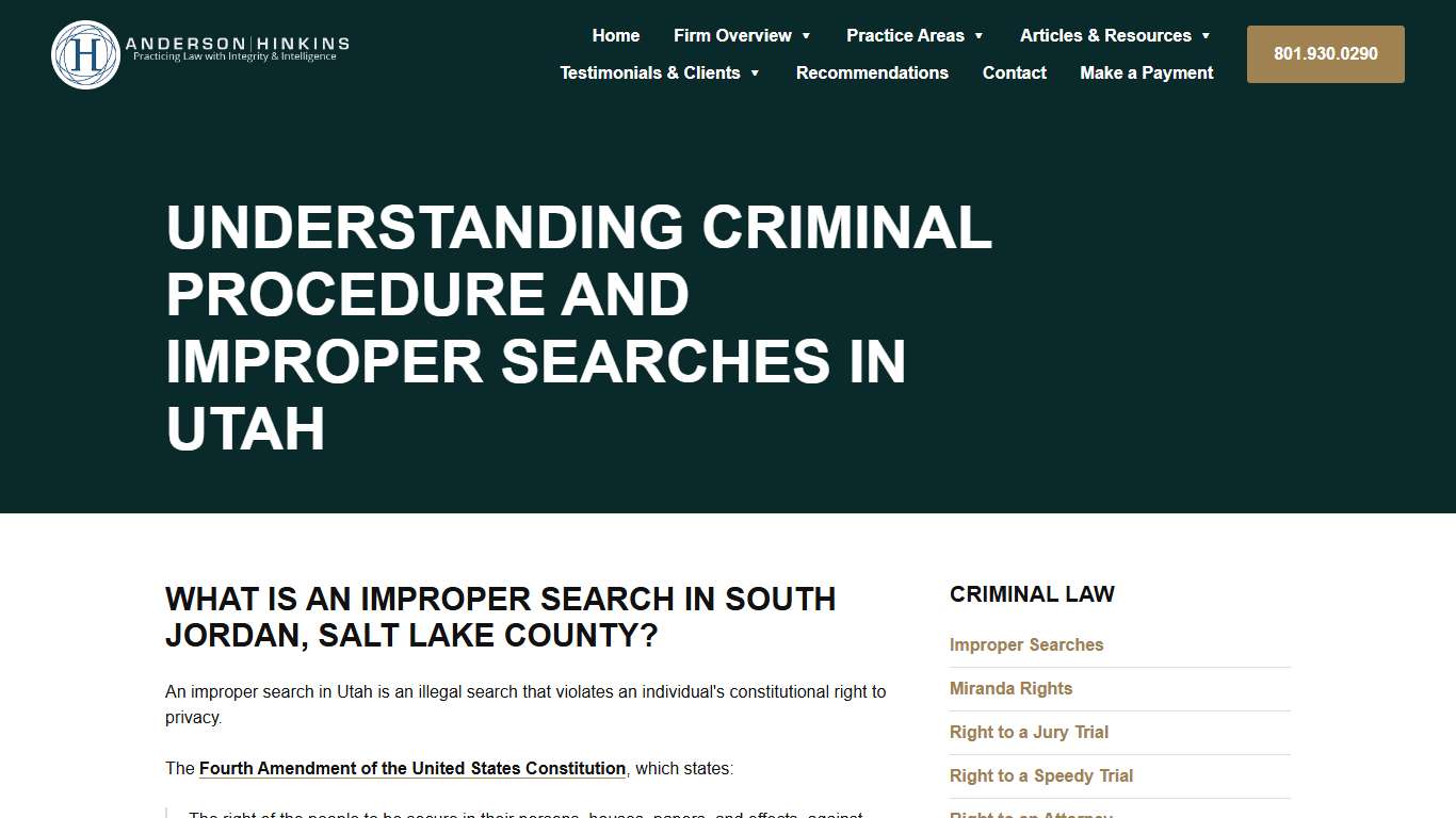 Understanding Criminal Procedure and Improper Searches in Utah | Anderson Hinkins