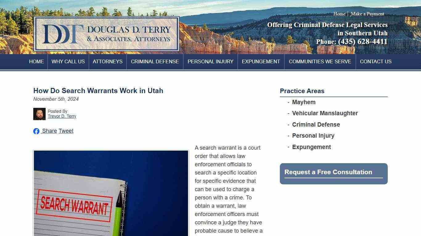 How Do Search Warrants Work in Utah – Douglas D. Terry & Associates